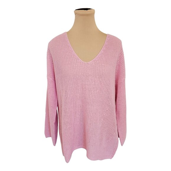 Part Two Etrona Linen Knit Pink Long Sleeve Sweater Sz L - Picture 4 of 12